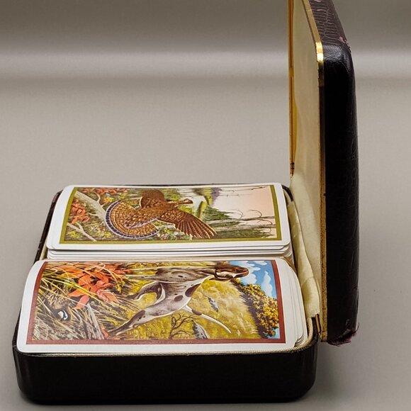 playing cards 2 decks 2 masculine hunting design original case vtg Windsor 1960s - Picture 4 of 15